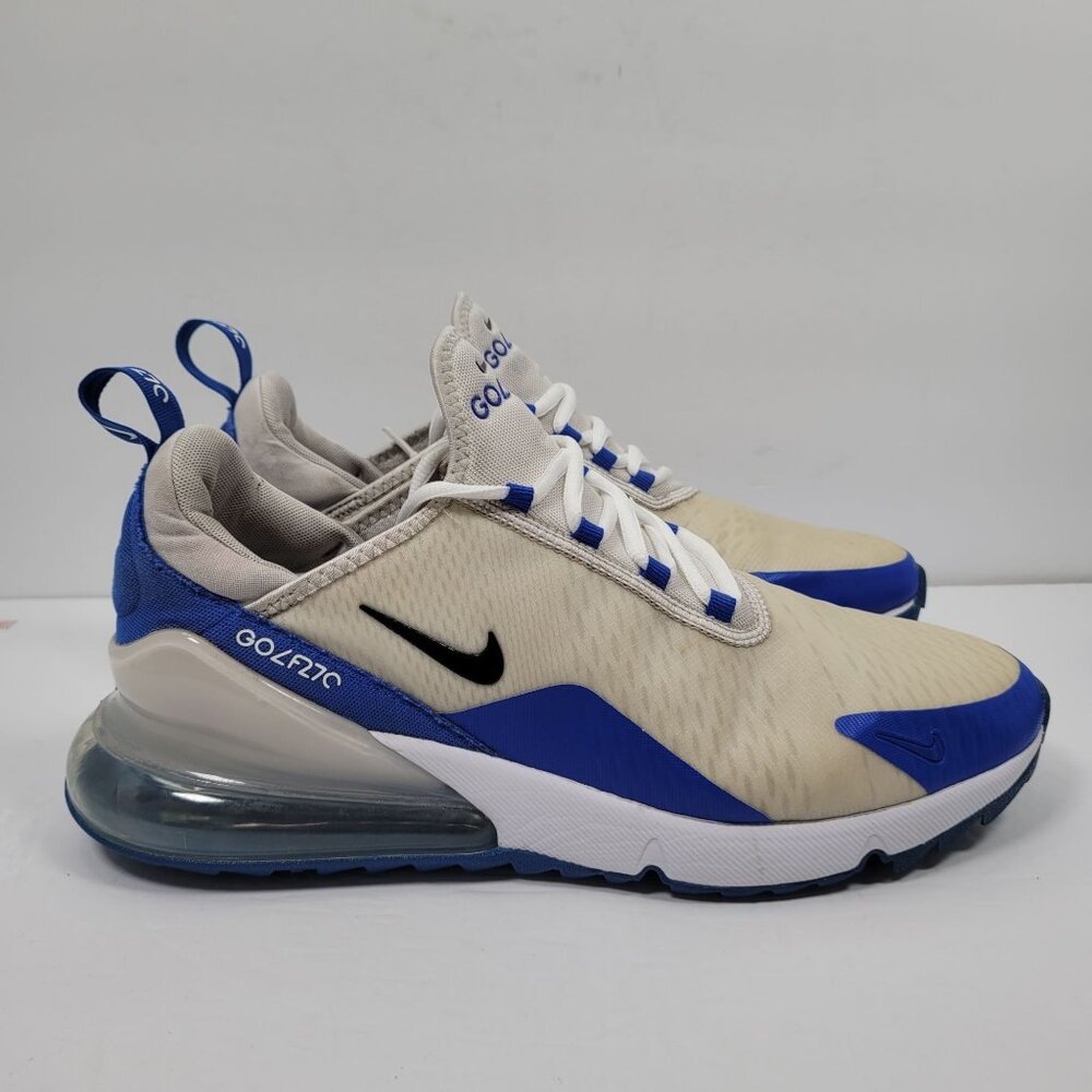 Nike Air Max 270 Men's White Blue Golf Shoes CK6483-106 US Size 11.5